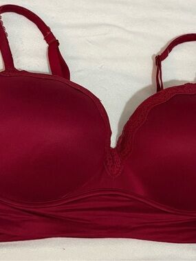 Lace-Trim Longline Bra in Deep Wine